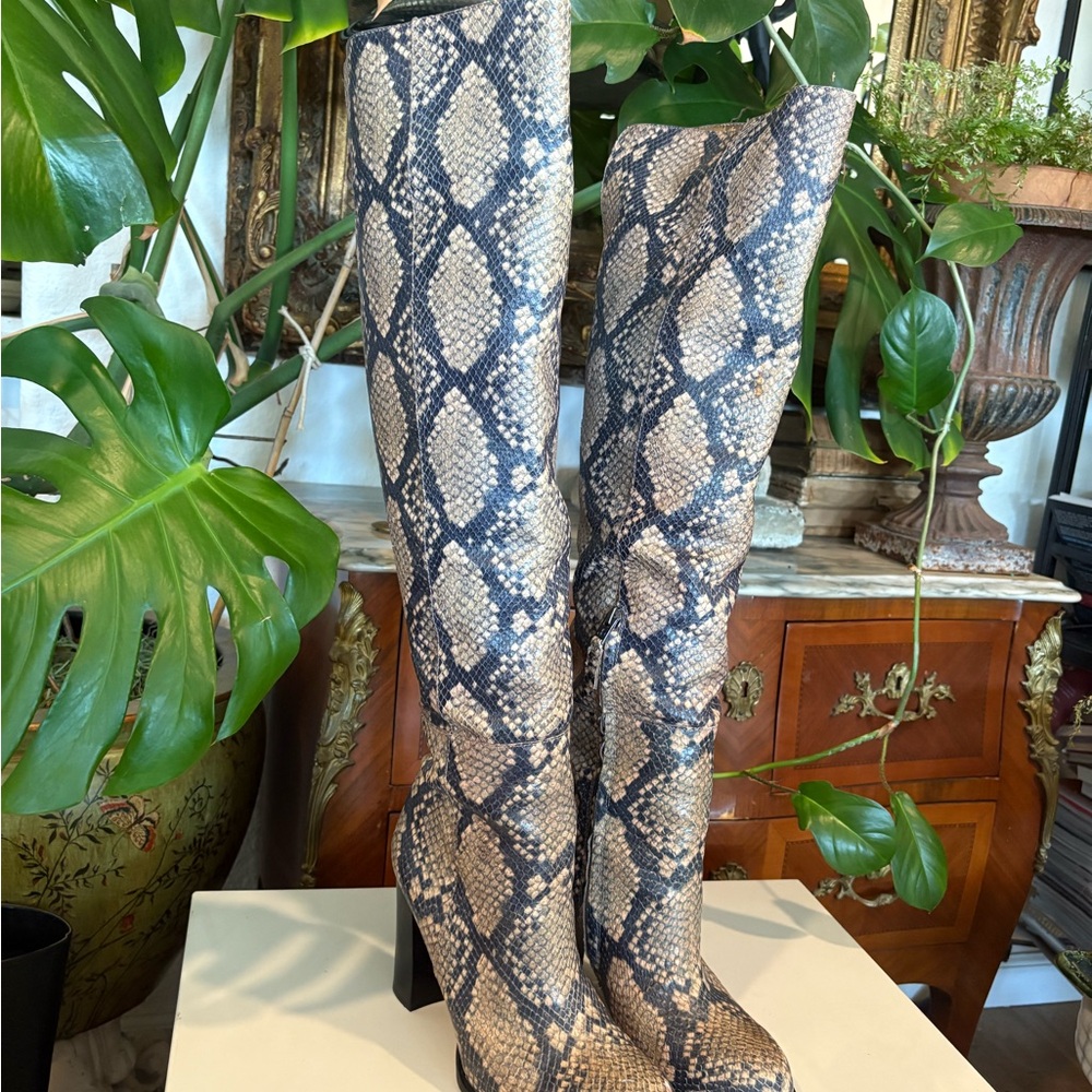 Sam Edelman Python Print Knee-High Boots Size 9 - image 1